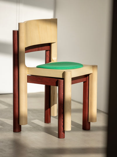 Kann Design - Chaise Paume frêne naturel - tissu vert C3046